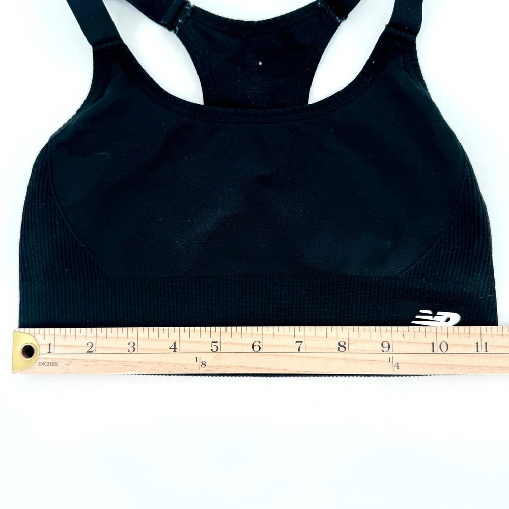 New Balance Womens‎ Black Seamless Racerback Medium Support Sport Bra Small
